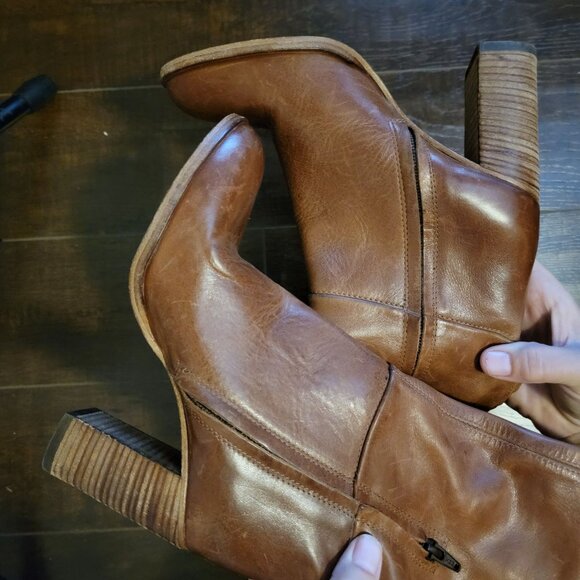 NEW Free People Dakota Tall Boots Womens 7 Brown Distressed Leather Knee High - Picture 9 of 14